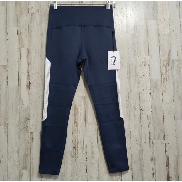 Zyia Active Pants - ZYIA Active Navy White Primo Hi Rise 7/8 24" Leggings Size 6-8 Medium